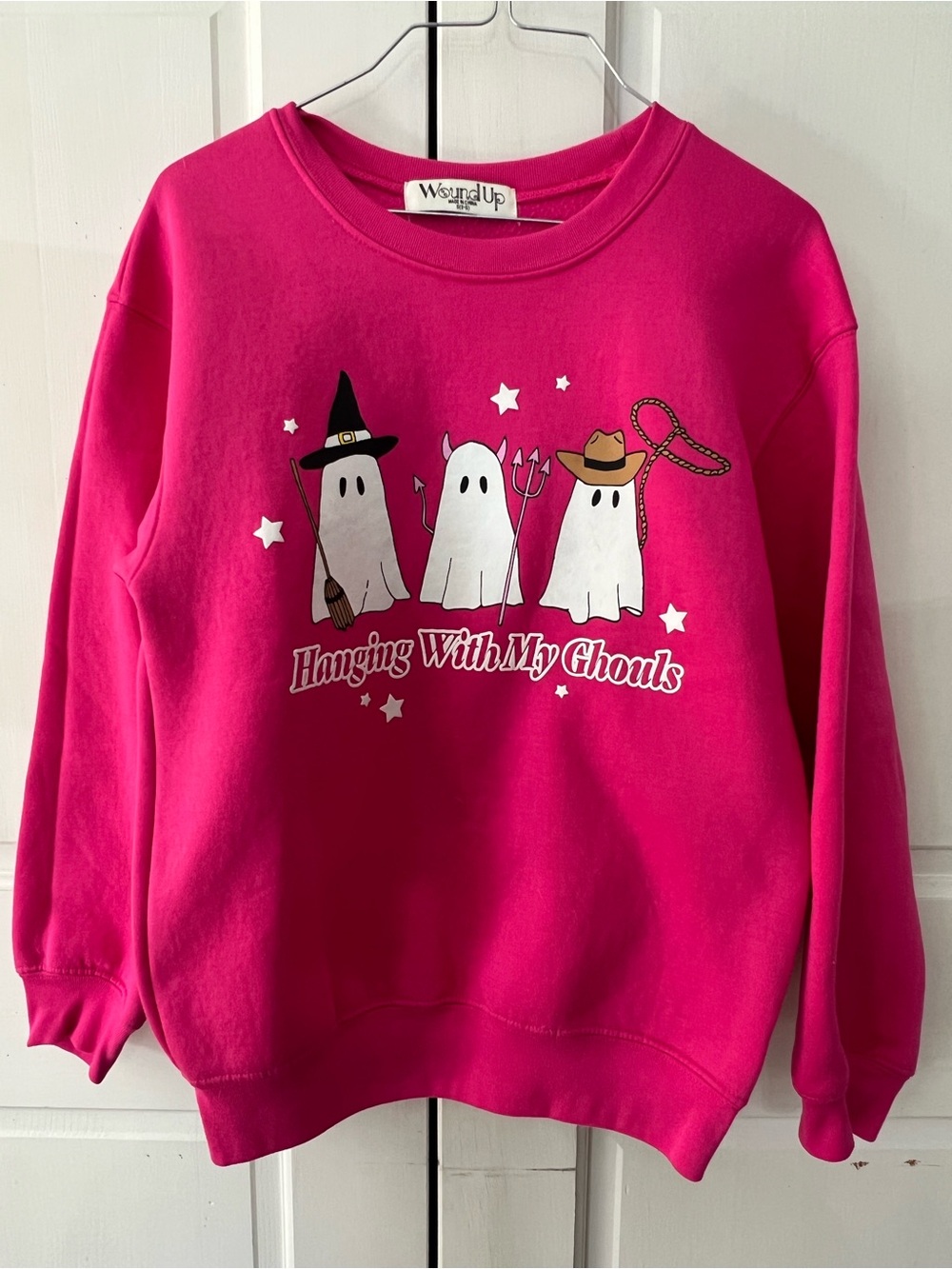 Wound up Hot Pink 'Hanging With My Ghouls' Crewneck Sweatshirt Kids Sz Small